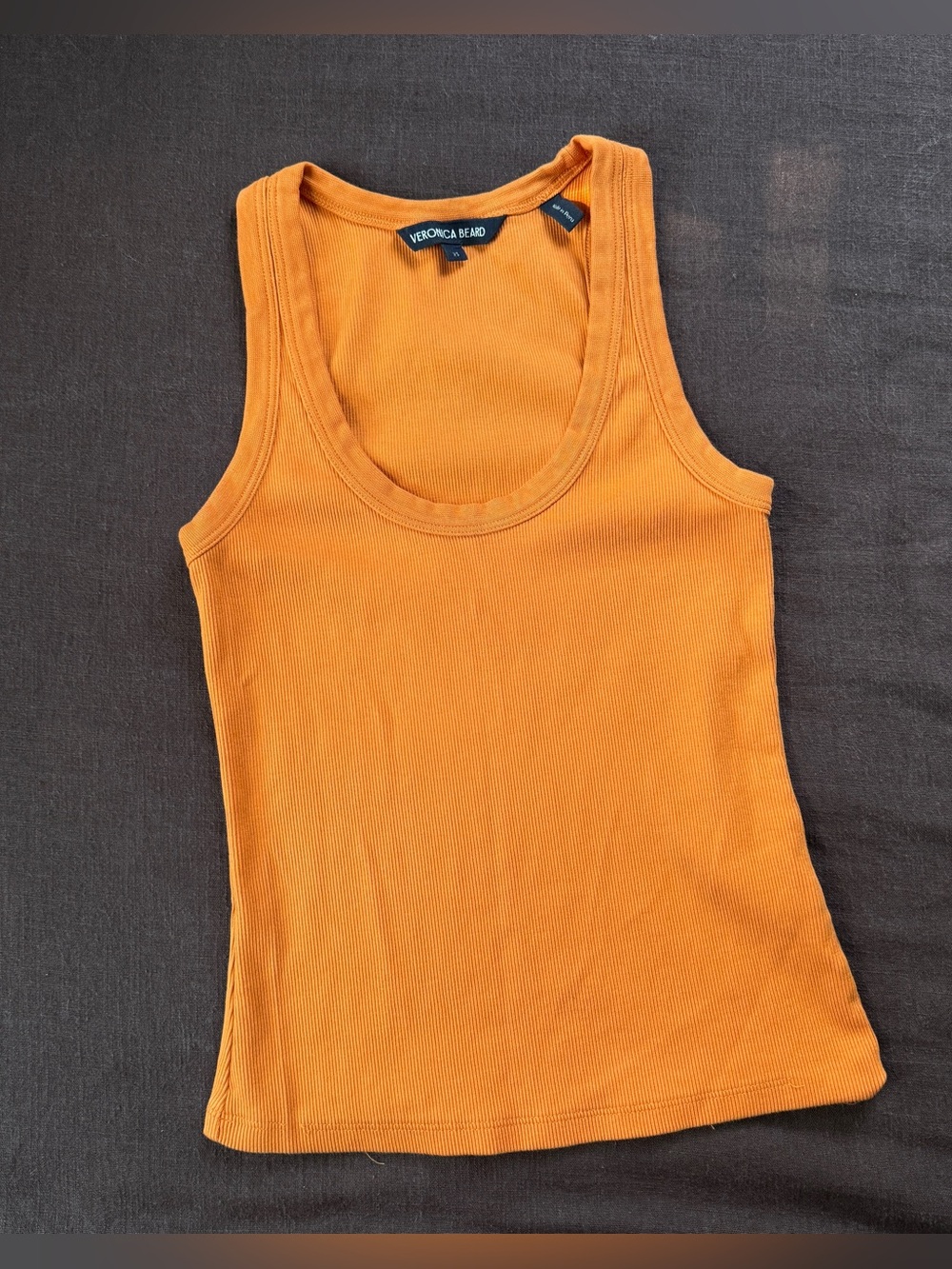 Veronica Beard Birke Scoop Neck Ribbed Tank Burnt Orange XS - Picture 3 of 11